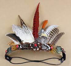 Indian Feather Headdress War Headband Hairband Hat Indian Feather Indian Headband Feather Headdress