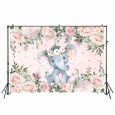 2 x 1.5m pink flowers elephant baby shower background sex reveal cute  elephant flowers photo stand backgrounds baby newborn birthday for girl  photography background W-3924 : Amazon.nl: Electronics & Photo
