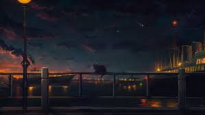 Anime Landscape Sky City Light Sky Sea Ship Wallpaper 3500x1969 607190 Wallpaperup Anime Scenery Scenery Wallpaper Desktop Wallpaper Art