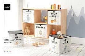 Folding Storage Box Mockup Set In 2020 Box Mockup Mockup Design Storage Boxes
