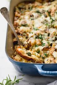 Breakfast Strata With Fotina Herbs Potatoes Holiday Fork In The Kitchen Breakfast Strata Winter Breakfast Breakfast Recipes