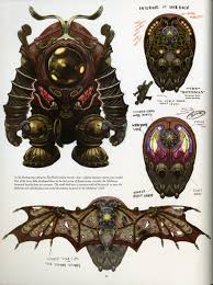 Bioshock Infinite Handyman Concept Art This Series Of Diagrams From Bioshock Infinite Endeavors To Show Us Exactly How The Creature S Wings Are Concealed Bioshock Art Concept Art Characters Bioshock