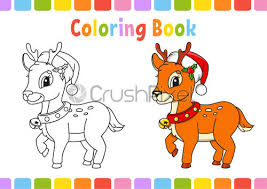 Christmas coloring pages, christmas coloring, christmas coloring cards, christmas deer, deer antlers, deer print, deer christmas card. Christmas Deer Coloring Book For Kids Cheerful Character Vector Illustration Stock Vector Crushpixel
