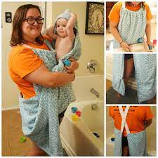 Lay out an apron that you like on top of it. Make A Baby Bath Towel Apron The Tiptoe Fairy