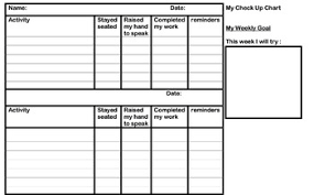 adhd daily weekly self check up chart for prompts and work completion