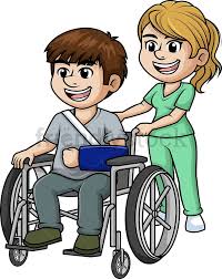 Nurse Aiding Man In Wheelchair Cartoon Clipart Vector Friendlystock Cartoon Clip Art Medical Clip Art Cartoon