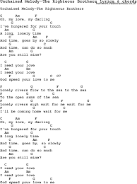 Love Song Lyrics For Unchained Melody The Righteous Brothers With Chords For Ukulele Guitar Banjo Etc Ukulele Chords Songs Unchained Melody Lyrics And Chords