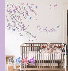 Baby Girl Flower Wall Decal Nursery Wall Decal And Birds Pink Cherry Blossom Birds Wall Decals Tree Z151 By Cuma Nursery Wall Decals Girl Nursery Wall Decals Girls Wall Decals