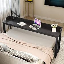 amazon com joy overbed table with wheels height adjustable rolling bed desk bed table on wheels laptop desk for bed overbed table