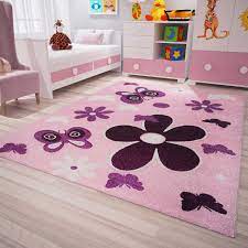 Im kinderzimmer sorgt ein schmetterlingsteppich für farbe und fröhlichkeit. Infera9467 Pink Blumen Schmetterlinge Kinder Teppich Vimoda Homestyle
