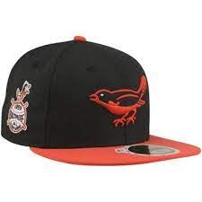 New Era Baltimore Orioles 1958 Cooperstown All Star Patch 59fifty Fitted Hat Black Orange Mlb Apparel Fitted Hats Hats For Men