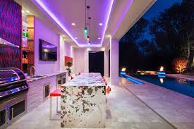 Outdoor Kitchen And Bar With Neon Lighting Hgtv