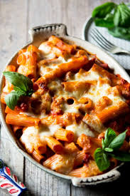 Sausage Pasta Bake Spicy And Creamy Inside The Rustic Kitchen Recipe Sausage Pasta Bake Spicy Sausage Pasta Sausage Pasta