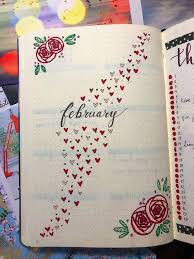 Bullet Journal Drawing Doodle Aesthetic Month Layout February Roses Rose Hearts Maddeli Gunlukler Ajandalar Drawing