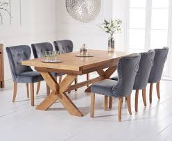 76 x 51 x 53 cm (seat height: Bordeaux 200cm Solid Oak Extending Dining Table With Knightsbridge Velvet Chairs Blue 6 Chairs Lovehomestyle