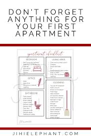 First Apartment Basics Checklist Jihi Elephant I Have Been Making Plans And Beginning To Pack U First Apartment Checklist Apartment Checklist First Apartment