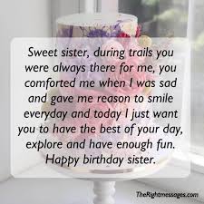 Short And Long Birthday Wishes For Sister The Right Messages Birthday Messages For Sister Birthday Wishes For Sister Wishes For Sister