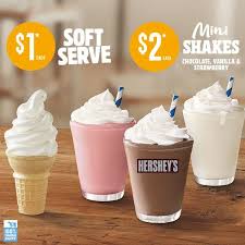 Whoppers, grill masters, chicken burgers, tendercrisp, fries, soft drinks, desserts and a lot more. Burger King Get A Vanilla Soft Serve Cone For 1 00 Or Mini Shakes For 2 00 Redflagdeals Com