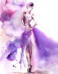 Ballerina Watercolor Painting Art Print Purple Ballerina Painting Watercolor Art Dance Art Dancer Ballet Ballet Painting Ballerina Art Ballet Art