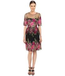 Marchesa Notte Fully Embroidered Tulle Cocktail Dress Dresses Black Cocktail Dress Embroidery Dress