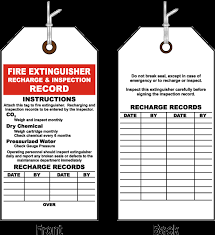 Forward problems identified during the inspection by assigning corrective actions. Fire Extinguisher Inspection Tag 01 By Safetysign Com