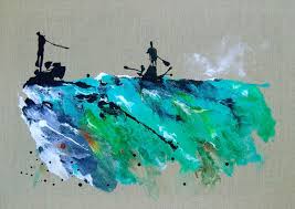 Sports Art Abstrait Paysage Peinture A L Eau Voile Kayak Bleu Turquoise Catherine Jeltes Art Abstrait Abstrait Peinture
