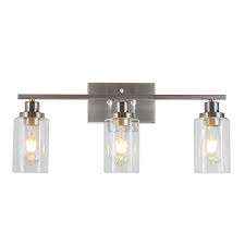 What types of wall lighting are there? Melucee 3 Lights Wall Sconce Brushed Nickel Finished Modern Bathroom Vanity Light Fixtures With Clear Glass Shade Suit For Porch Bedroom Foyer Kitchen Walmart Com Walmart Com