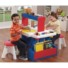 Step2 Creative Projects Kids Table And Two Stools Walmart Com Kids Activity Table Kids Table And Chairs Toddler Art Table