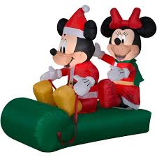 120.07'' h x 96.06'' w x 47.63'' d. Gemmy Christmas Airblown Inflatable Mickey And Minnie On Sled Scene Disney 4 5 Ft Tall Target