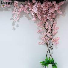 5 Pieces Branch Artificial Flowers Cherry Blossoms Balcony Bedroom With Decorated View Dead Rattan Peach Bran Artificial Flowers Flower Warehouse Dried Flowers