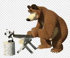 Grizzly bear family in the jungle. Animated Illustration Of Panda And Grizzly Bear Masha Bear Paper Birthday Masha And The Bear Cartoon Mammal Carnivoran Png Pngegg
