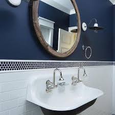 The paint bleed into the caulk lines a bit. Navy Bathroom Walls Design Ideas