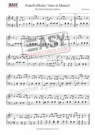 Il Canto Degli Italiani Fratelli D Italia The National Anthem Of Italy Easypianoscores Com Sheet Music National Anthem Anthem