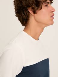 Denton White Colourblock Jersey Crew Neck T-Shirt