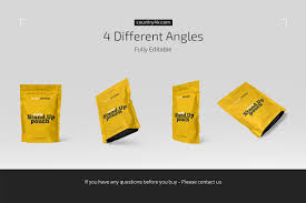 Matte Stand Up Pouch Mockup Set In Packaging Mockups On Yellow Images Creative Store