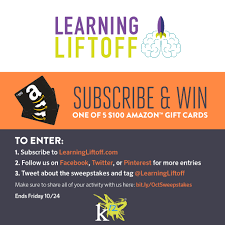 Subscribe Win 1 Of 5 100 Amazon Gift Cards Learning Liftoff Amazon Gift Cards Sweepstakes Learning