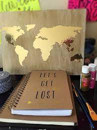 Let S Get Lost Diy World Map Notebook Tj Maxx Xoxo A Booth For Two Map Notebook Stationery Crafts