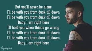 Dusk Till Dawn Zayn Ft Sia Lyrics Youtube