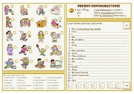 Present Continuous Tense Present Continuous Tense Subject And Verb Practices Worksheets
