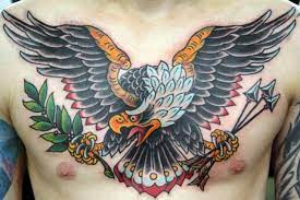 Tattoo By Ny Adorned Traditional Chest Tattoo Eagle Chest Tattoo Chest Piece Tattoos