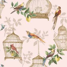 From subtle pink to hot pink, try out our pink wallpaper collection. Audubon Cute Birds Cages Pink Wallpaper