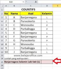 Menghitung Beberapa Kriteria Rumus Countifs Excel Belajar Office