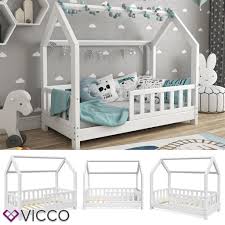 Vitalispa Hausbett Wiki 70x140cm Zaun Weiss Kinderbett Kinderhaus Kinder Bett Holz 70x140cm Bett H In 2020 Toddler House Bed Toddler Floor Bed Frame Toddler Floor Bed