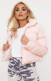 Baby Pink Cropped Puffer Jacket Puffer Jacket Outfit Girls Puffer Jacket Cropped Puffer Jacket