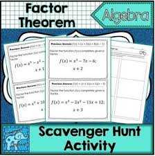 Start date oct 4, 2019. Factor Theorem Scavenger Hunt Activity Factor Theorem Theorems Algebra Fun