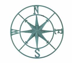 Crafted from wrought iron, this alluring design strikes an open circle frame in a rustic painted finish. Distressed Metal Compass Rose Indoor Outdoor Wall Hanging One Size Fred Meyer