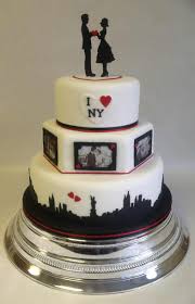 3 Tier New York Theme Engagement Or Wedding Cake With Skyline Silhouette Nyc Cake New York Cake Themed Wedding Cakes