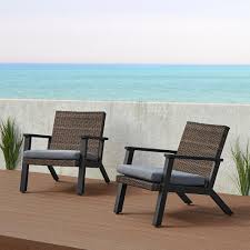 Sectionals, sofas, loungers, and sets can be purchased online and delivered anywhere in the united states. Real Flame Norwood Black Deep Seated Aluminum Outdoor Casual Lounge Chair With Gray Cushions 2 Pack 1120 Blk The Home Depot