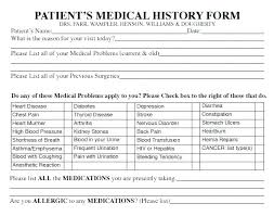 Past Medical History Template Form Classical And Physical