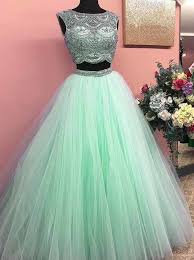 Mint Green Prom Dresses For Teens Princess Tulle Sweet 16 Dresses Ball Gown Two Piece Prom Dress Sweet 16 Dresses Prom Dresses For Teens Mint Green Prom Dress